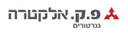לוגו של פ.ק. אלקטרה גנרטורים עם עיצוב משולש אדום. שימוש לצרכים תעשייתיים וקבלניים.
